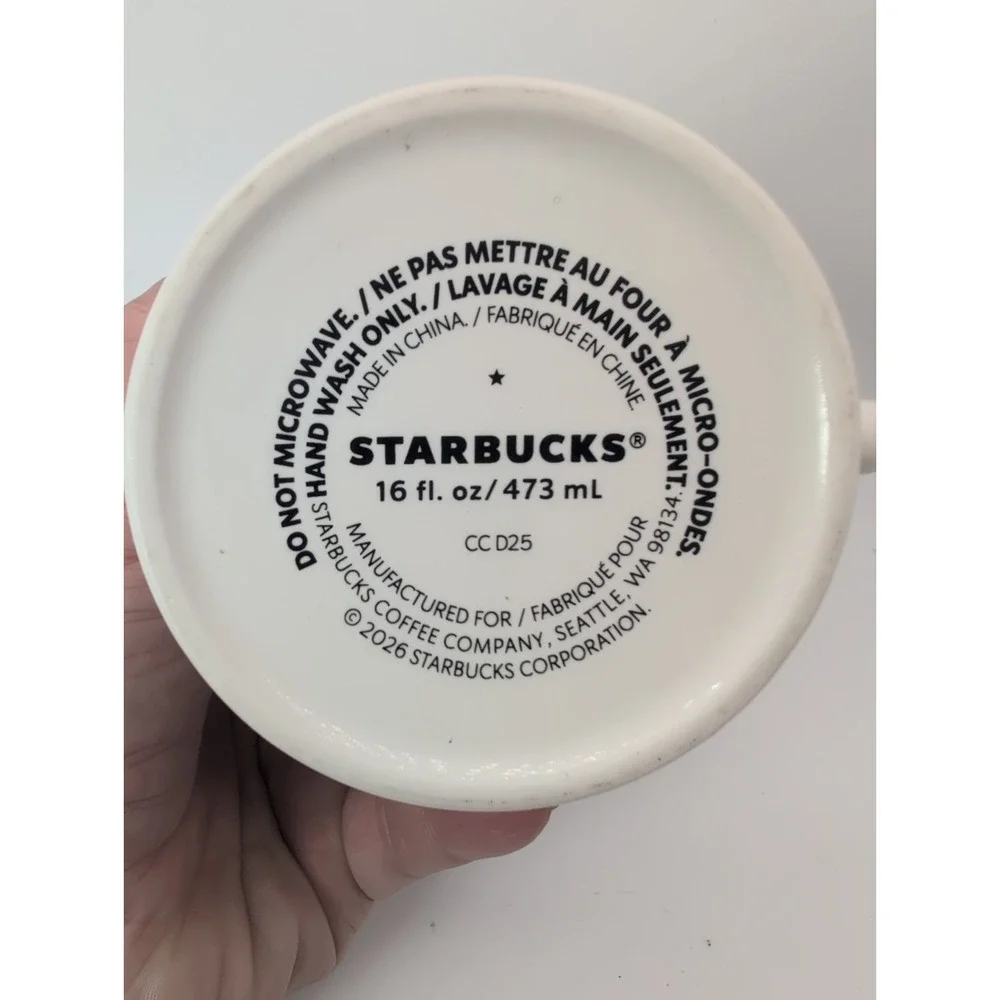 Starbucks 2026 Coffee for All Collection HUGS Ceramic Mug White Green 16 oz